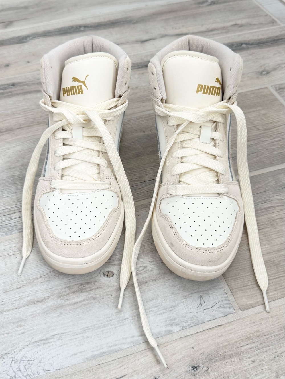 Puma Cream White High Top Sneakers